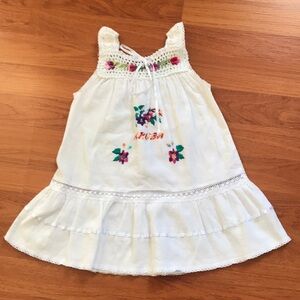 White Floral Embroidered Kids Dress